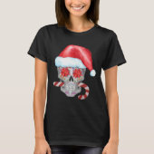 Spooky kerstsschedel die kerstman verdient t-shirt (Voorkant)