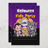 Spooky Kids Halloween Party Invitation Kaart (Voorkant / Achterkant)