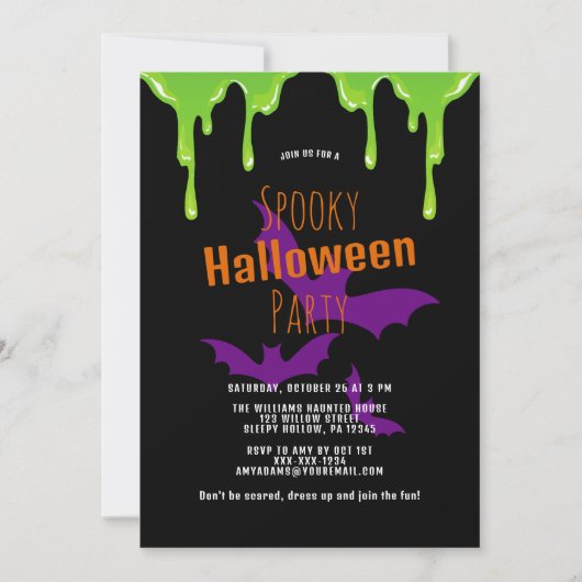 Spooky Kinder Halloween-feestuitnodiging Kaart (Voorkant)