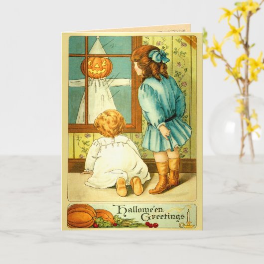 Spooky Kinder Halloween Kaart (Gele Bloem)