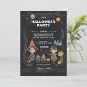 Spooky Kinder Halloween Party Kaart (Staand voorkant)
