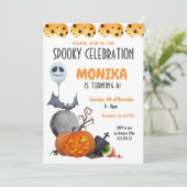 Spooky Kinder Halloween Verjaardagsfeestje Kaart (Staand voorkant)