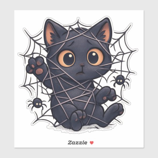 Spooky Kitten Web Halloween Sticker (Vel)