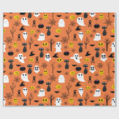 Spooky klassiek Halloween Symbolen Naadloos Patroo Cadeaupapier (Vlak)