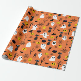 Spooky klassiek Halloween Symbolen Naadloos Patroo Cadeaupapier