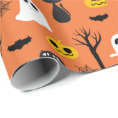 Spooky klassiek Halloween Symbolen Naadloos Patroo Cadeaupapier (Rol Hoek)