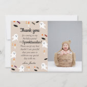 Spooky kleine kinder halloween 1e verjaardag bedankkaart (Voorkant)