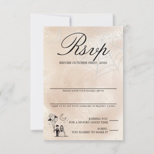 Spooky Kleine Paar RSVP Kaartje (Voorkant)