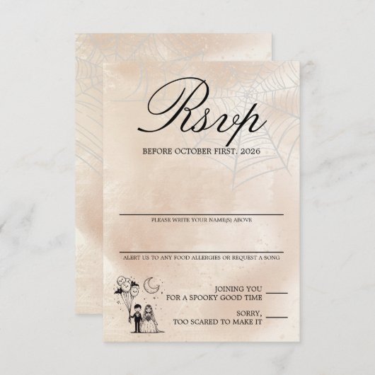 Spooky Kleine Paar RSVP Kaartje (Voorkant / Achterkant)