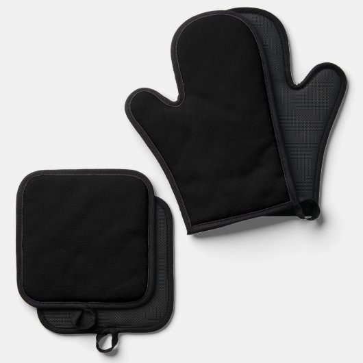 Spooky Kleur Zwart Oven Mitt Pot Houder Set (Voorkant / Achterkant)