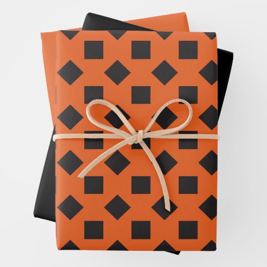 Spooky Kleuren Diep Sinaasappel Zwart Wrapping Pap Inpakpapier Vel (In situ)