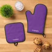 Spooky kleuren - Paarse oven Mitt Pot Holder Set (Top down)