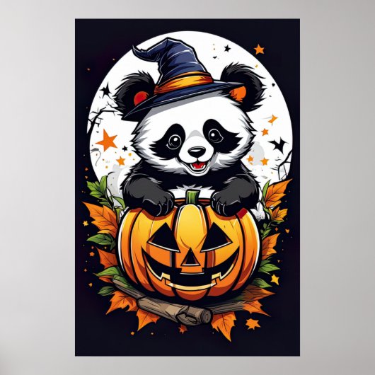 Spooky knuffels, Schattige Halloween Panda Poster (Voorkant)