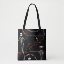 Spooky komische skeletten zwart Halloween Tote Bag