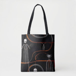 Spooky komische skeletten zwart Halloween Tote Bag