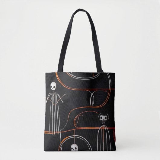 Spooky komische skeletten zwart Halloween Tote Bag (Voorkant)