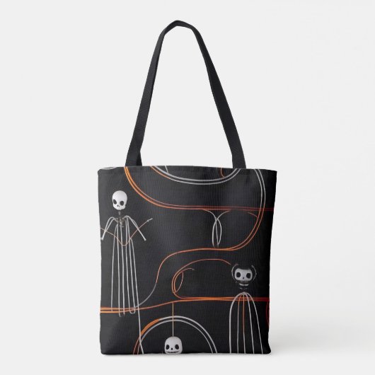 Spooky komische skeletten zwart Halloween Tote Bag (Achterkant)