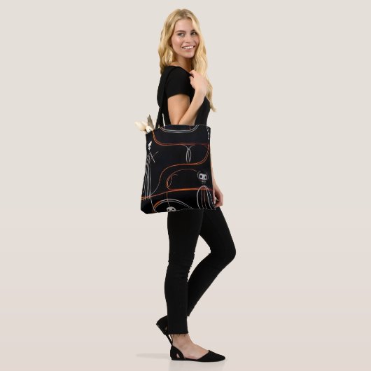 Spooky komische skeletten zwart Halloween Tote Bag (Op model)