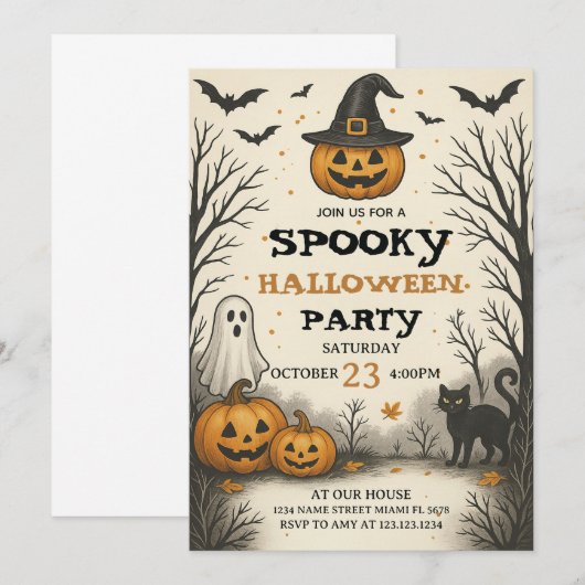 Spooky kostuum Bash Halloween Party Uitnodiging (Voorkant / Achterkant)