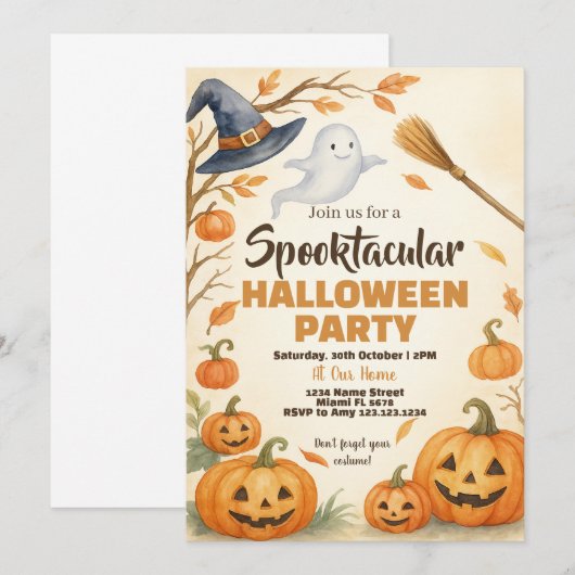 Spooky kostuum evenement kaart (Voorkant / Achterkant)