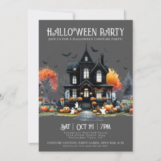 Spooky kostuum Halloween Party Uitnodiging (Voorkant)