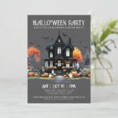 Spooky kostuum Halloween Party Uitnodiging (Staand voorkant)