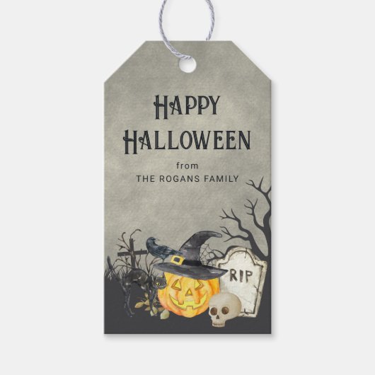 Spooky kostuums en cocktails Halloween Cadeaulabel (Voorkant)