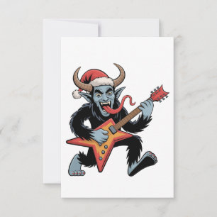 Spooky Krampus Gitaar Elektrische Rock Kerstmis Bedankkaart