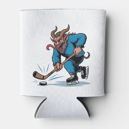 Spooky Krampus spelen ijshockey Kerstmis Blikjeskoeler (Voorkant)