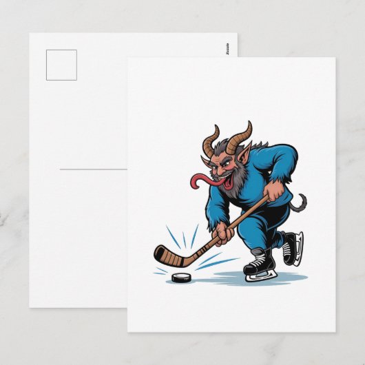 Spooky Krampus spelen ijshockey Kerstmis Feestdagenkaart (Voorkant / Achterkant)