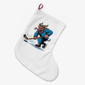 Spooky Krampus spelen ijshockey Kerstmis Grote Kerstsok (Voorkant (Hangend))