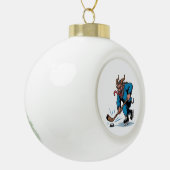 Spooky Krampus spelen ijshockey Kerstmis Keramische Bal Ornament (Links)