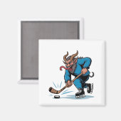 Spooky Krampus spelen ijshockey Kerstmis Magneet (Voorkant / Achterkant)