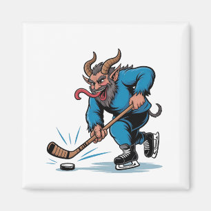 Spooky Krampus spelen ijshockey Kerstmis Magneet