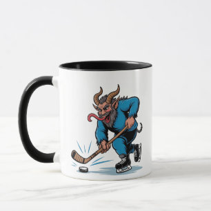 Spooky Krampus spelen ijshockey Kerstmis Mok