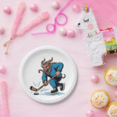 Spooky Krampus spelen ijshockey Kerstmis Papieren Bordje (Feest)