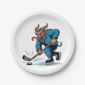 Spooky Krampus spelen ijshockey Kerstmis Papieren Bordje (Voorkant)