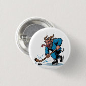 Spooky Krampus spelen ijshockey Kerstmis Ronde Button 3,2 Cm (Voorkant /achterkant)