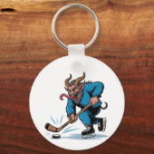Spooky Krampus spelen ijshockey Kerstmis Sleutelhanger (Voorkant)
