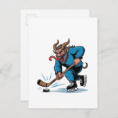 Spooky Krampus spelen ijshockey Kerstmis Uitnodiging Briefkaart (Voorkant / Achterkant)