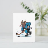 Spooky Krampus spelen ijshockey Kerstmis Uitnodiging Briefkaart (Staand voorkant)