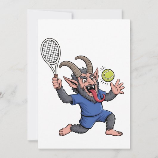 Spooky Krampus spelen Tennis Kerstmis Save The Date (Voorkant)
