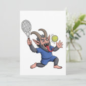 Spooky Krampus spelen Tennis Kerstmis Save The Date (Staand voorkant)