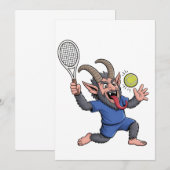 Spooky Krampus spelen Tennis Kerstmis Save The Date (Voorkant / Achterkant)