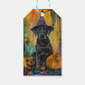 Spooky labrador hond Halloween heks en pompoen Cadeaulabel (Achterkant)