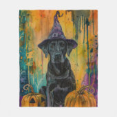 Spooky labrador hond Halloween heks en pompoen Fleece Deken (Voorkant)