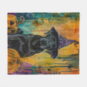 Spooky labrador hond Halloween heks en pompoen Fleece Deken (Voorkant (Horizontaal))