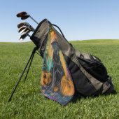 Spooky labrador hond Halloween heks en pompoen Golfhanddoek (Groen)
