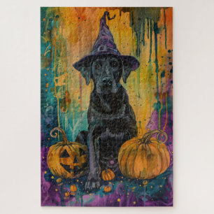 Spooky labrador hond Halloween heks en pompoen Legpuzzel