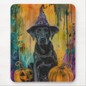 Spooky labrador hond Halloween heks en pompoen Muismat (Voorkant)